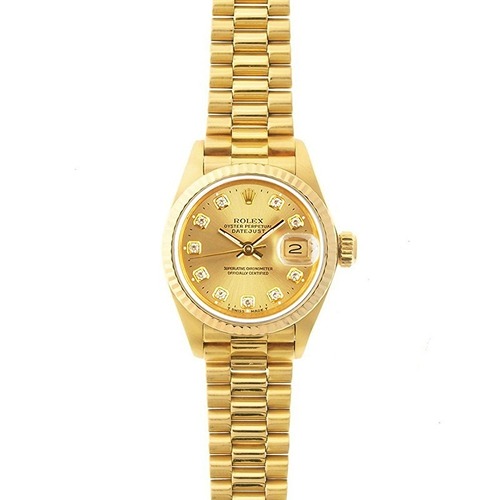 Luxury Watch Date Just Full Gold Diamond 8866 Women (Refurbished)
