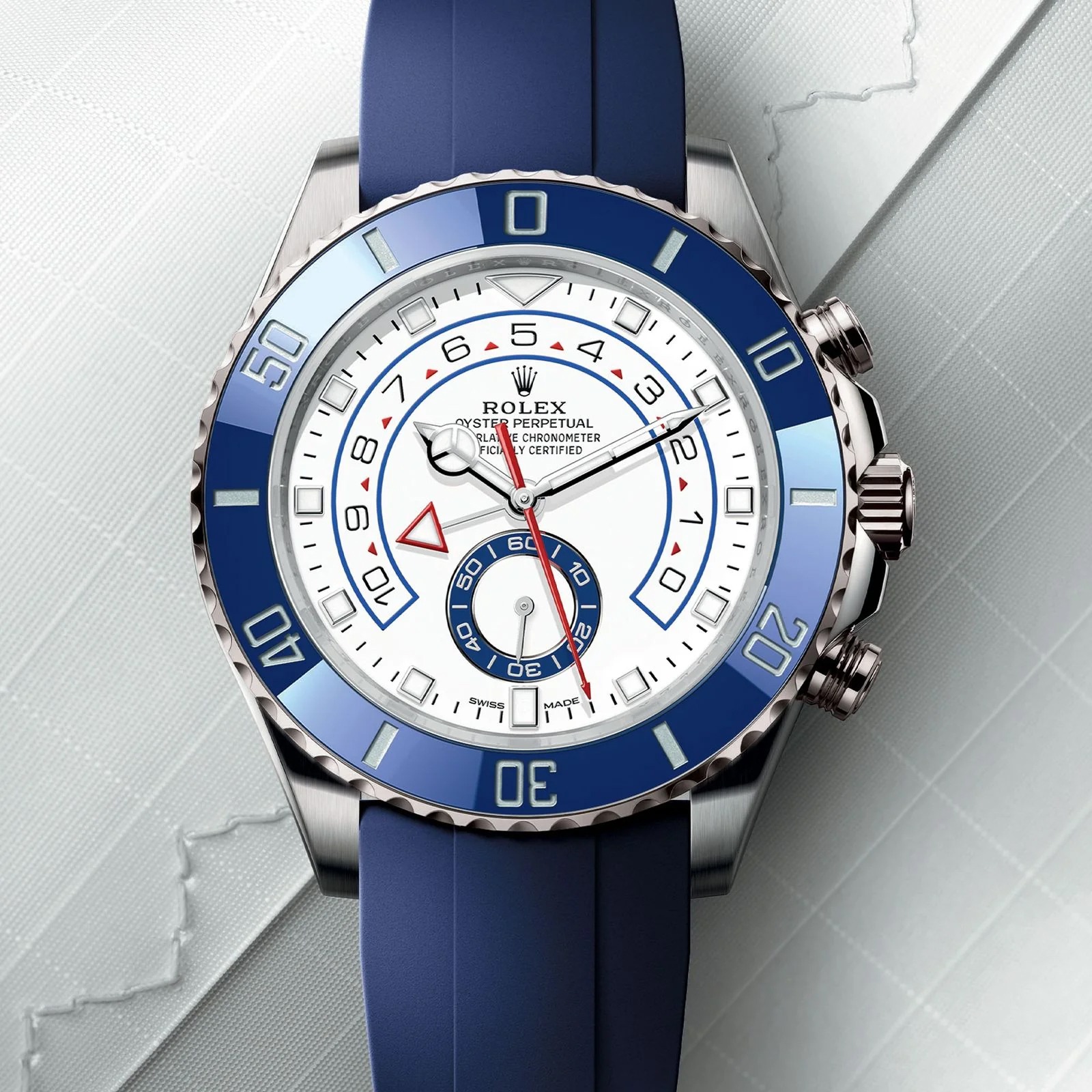 Branded Watch For Men Yatch Master 2, Silicone Blue Strap (Refurbished)