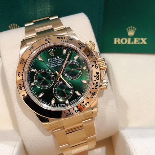 Luxury Watch Daytona Oyster, 40 Mm, Full Gold With Green Dial (Refurbished)