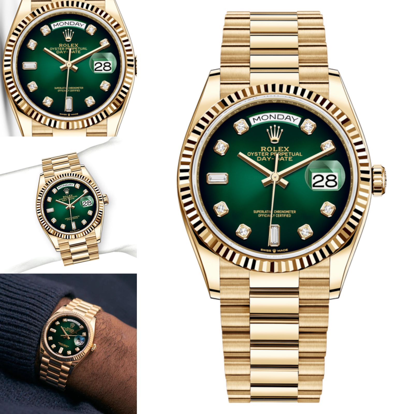 Luxury Watch Yellow Gold Green Dial 212 (Refurbished)