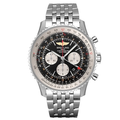 Designer Watch Stylish Navitimer Black Silver Chain 2457 (Refurbished)