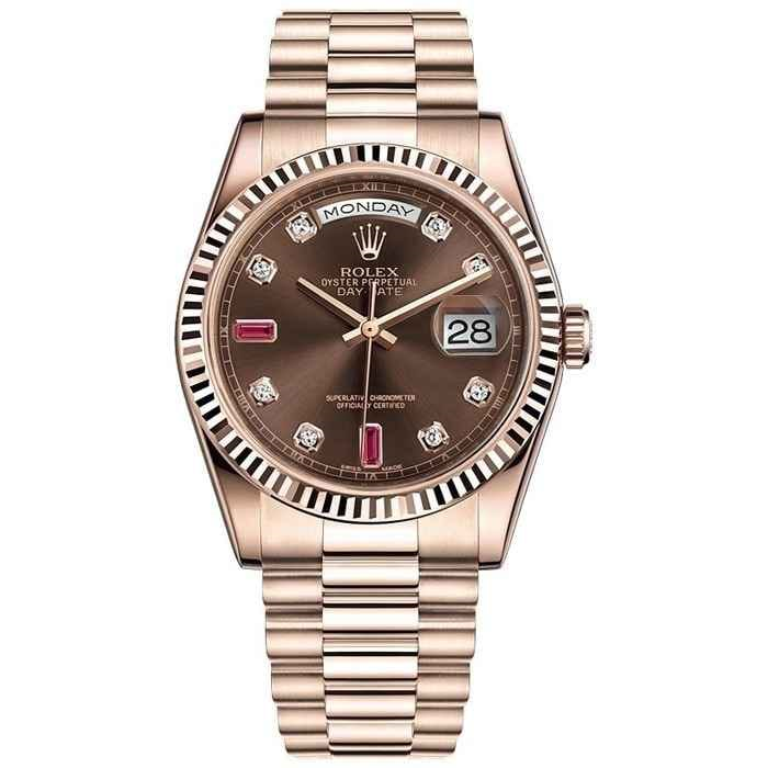 Luxury Watch Oyster Day-Dat Ruby Chocolate Dial President (Refurbished)